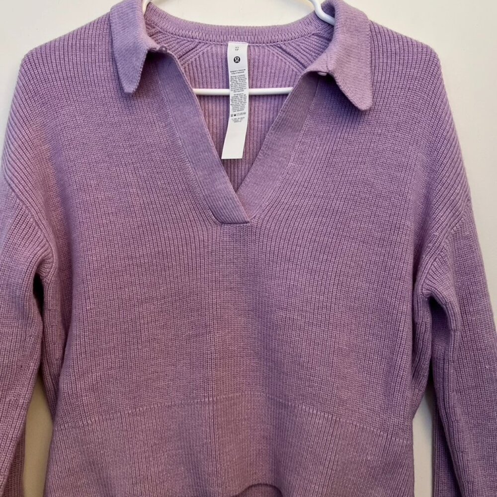 Lululemon Collared Merino Wool-Blend Sweater color Dahlia Mauve  Size XS,  NWOT